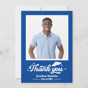 Carte de remerciements photo de la licence bleue