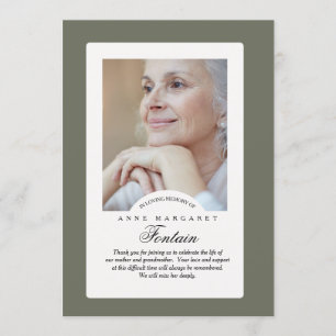Carte de remerciements photo de la mémoire éternel