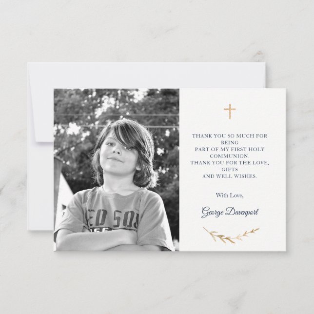 Carte de remerciements photo de la première commun (Devant)