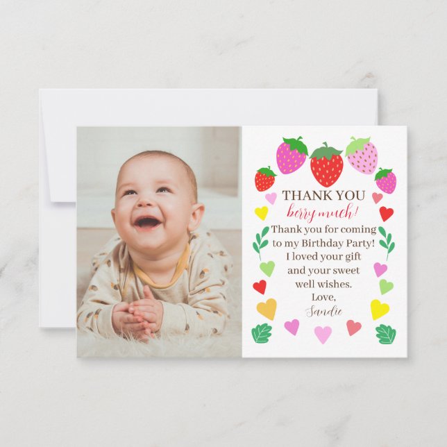 Carte de remerciements photo de l'anniversaire de  (Devant)