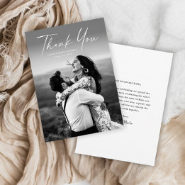 Carte De Remerciements Photo de mariage avec écriture moderne