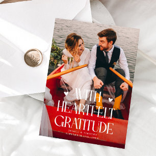 Carte De Remerciements Photo de mariage avec gratitude sincère
