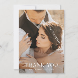 Carte De Remerciements Photo de mariage bleu glacé mystique