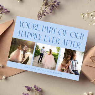 Carte De Remerciements Photo de mariage bleu glacé pour un bonheur éterne