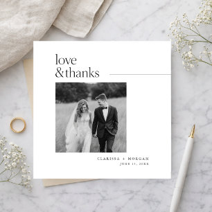 Carte De Remerciements Photo de mariage carré avec amour et remerciements