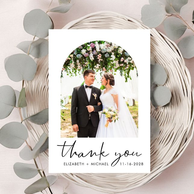 Carte De Remerciements Photo de mariage chic sous arche (Créateur téléchargé)