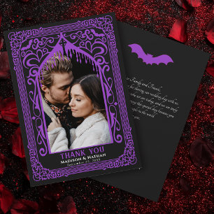Carte De Remerciements Photo de mariage de cathédrale gothique vampire po
