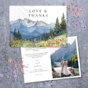 Carte De Remerciements Photo de mariage de fleurs sauvages de montagne à 