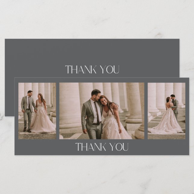 Carte de remerciements photo de mariage élégant (Devant / Derrière)