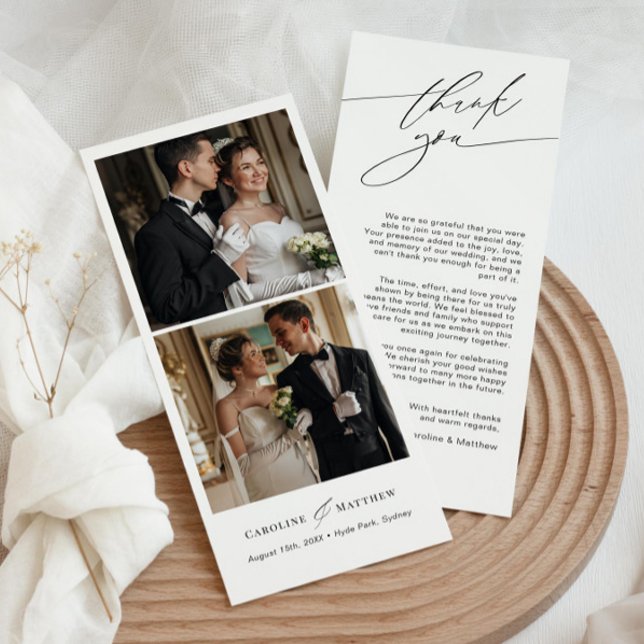 Carte de remerciements photo de mariage élégant av (Créateur téléchargé)