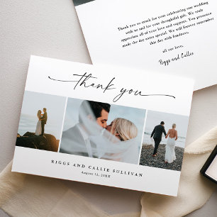 Carte De Remerciements Photo de mariage élégant avec écriture manuscrite