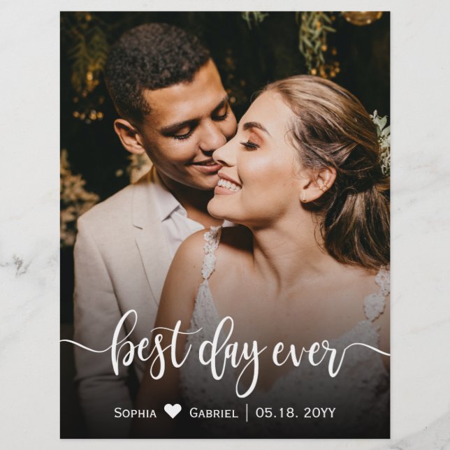 Carte de remerciements photo de mariage élégant et (Devant)