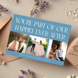 Carte De Remerciements Photo de mariage en denim bleu pour un bonheur éte