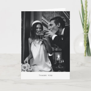 Carte De Remerciements Photo de mariage minimaliste moderne simple blanc