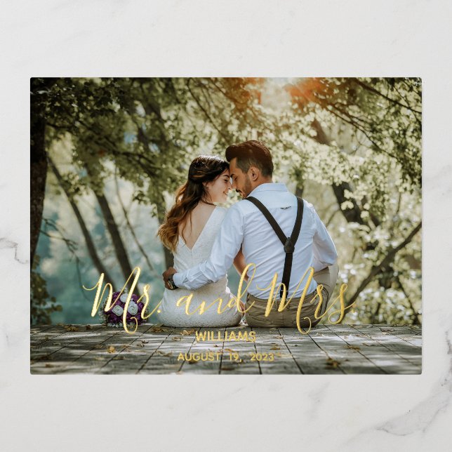 Carte de remerciements photo de mariage personnali (Recto)