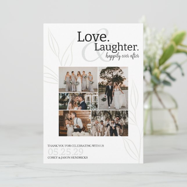Carte De Remerciements Photo de mariage pour à jamais heureux (Debout devant)