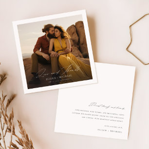Carte de remerciements photo de mariage rustique