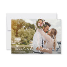 Carte de remerciements photo de mariage simple et 