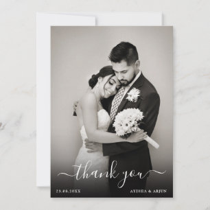 Carte de remerciements photo de mariage simple et 
