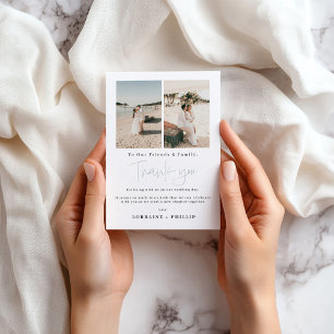 Carte de remerciements photo de mariage sur la pla