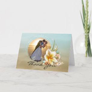 Carte de remerciements photo de mariage sur la pla