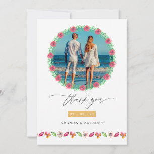 Carte De Remerciements Photo de mariage sur une plage tropicale