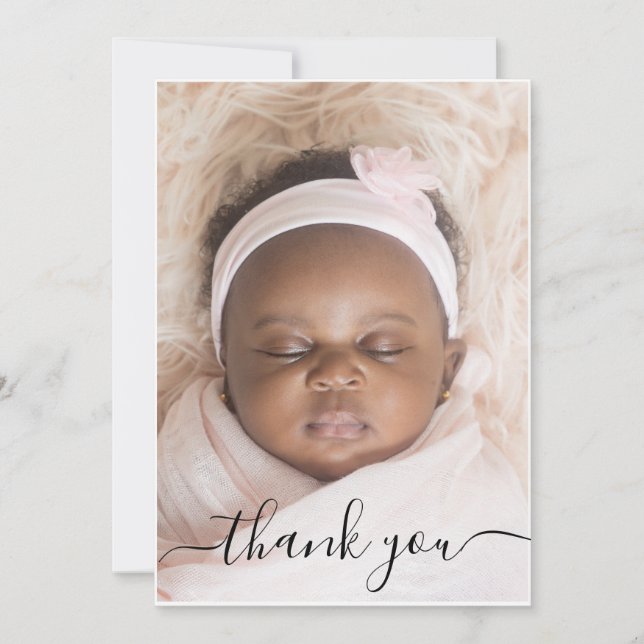 Carte de remerciements photo de naissance bébé (Devant)