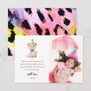 Carte De Remerciements Photo de naissance d'animal de safari mignon