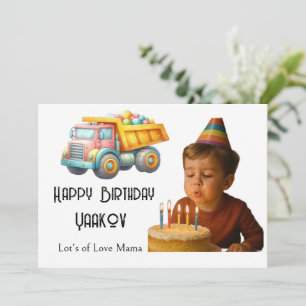Carte De Remerciements Photo de naissance en forme de camion à benne cart