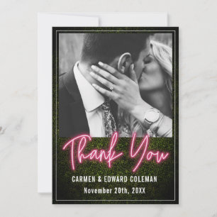 Carte De Remerciements Photo de Neon Boxwood Mariage