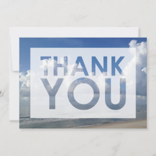 Carte De Remerciements Photo de plage sous des nuages blancs avec découpa