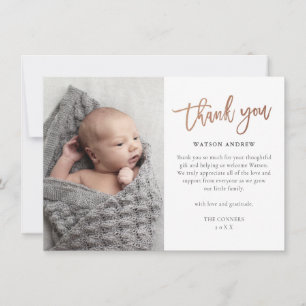 Carte De Remerciements Photo de script moderne bébé