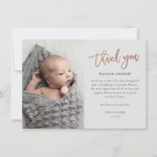 Carte De Remerciements Photo de script moderne bébé