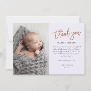 Carte De Remerciements Photo de script moderne bébé