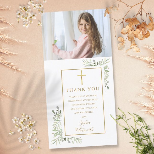 Carte De Remerciements Photo de verdure Première communion sainte (Créateur téléchargé)