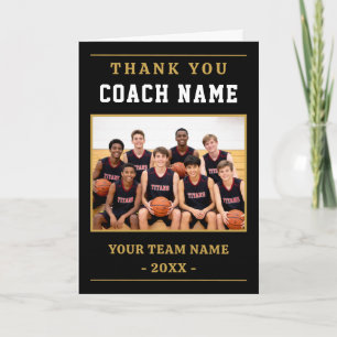Carte De Remerciements Photo d'équipe de basketball moderne Entraîneur