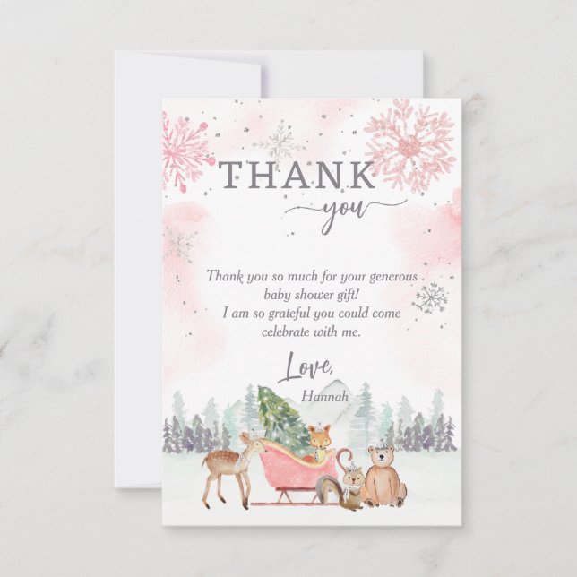 Carte de remerciements photo du Baby shower forest (Devant)