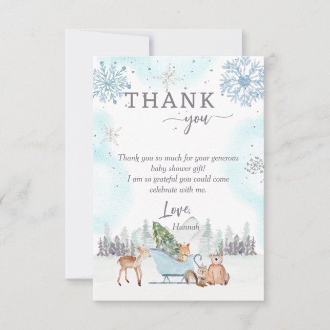 Carte de remerciements photo du Baby shower forest (Devant)