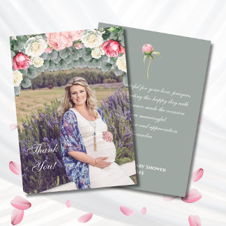 Carte de remerciements photo du Baby shower Rose S
