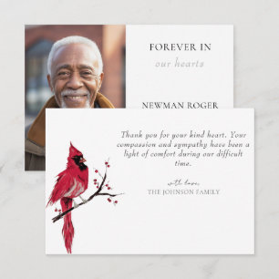 Carte de remerciements photo du Cardinal Rouge