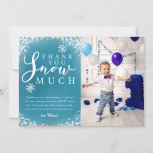 Carte De Remerciements Photo du garçon de la fête d'anniversaire d'hiver