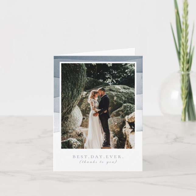 Carte De Remerciements Photo du Mariage d'aquarelle bleu plongé le meille (Devant)