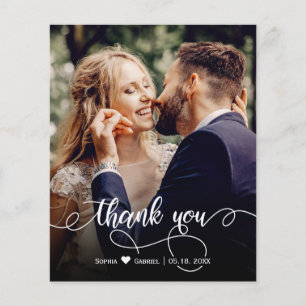 Carte de remerciements photo du Mariage de calligr