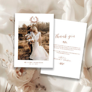 Carte De Remerciements Photo du Mariage de la crête de monogramme