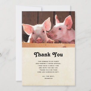 Carte De Remerciements Photo d'un animal de porcelets roses mignons