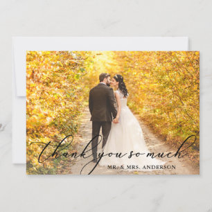 Carte De Remerciements Photo Elegant Belle Calligraphie Mariage