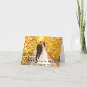 Carte De Remerciements Photo Elégant belle calligraphie Mariage Note