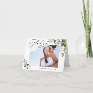 Carte De Remerciements PHOTO Elegant Eucalyptus Mariage de verdure