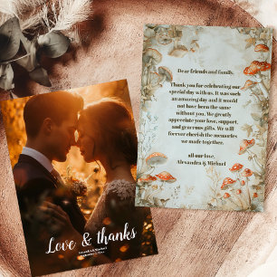 Carte De Remerciements Photo Elegant Mariage de fougère de champignons de