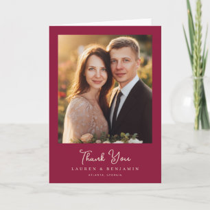 Carte De Remerciements Photo élégant marron romantique
